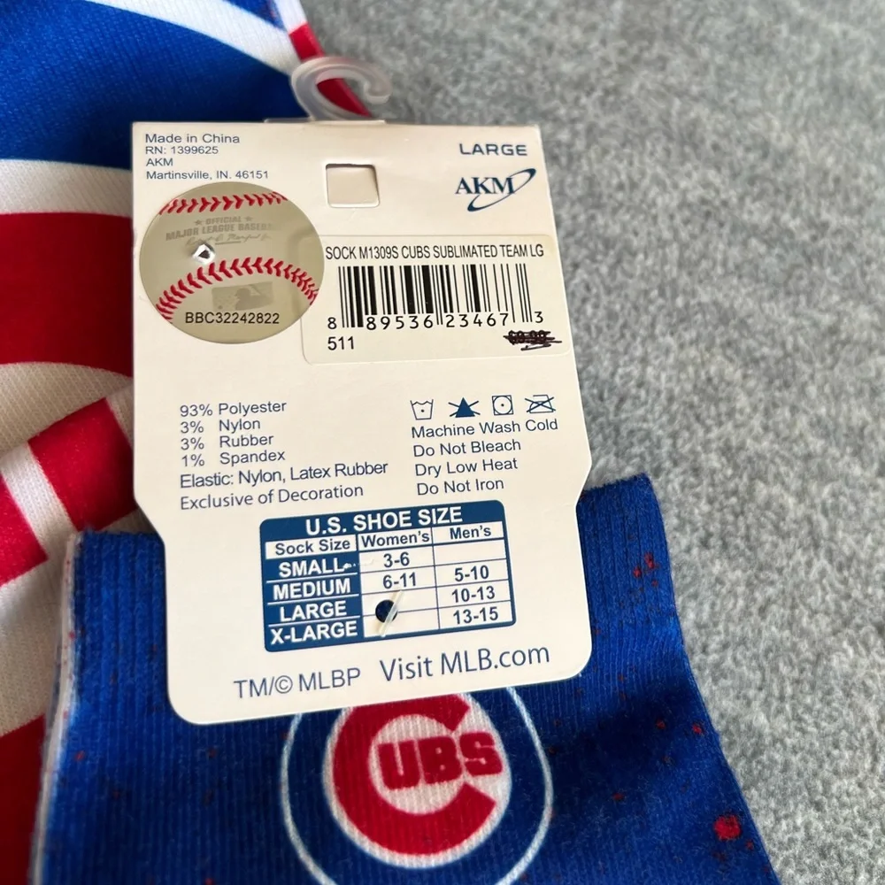 Chicago Cubs Baseball Graphic‎ Print Themed Socks Men’s L 10-13 Blue White New